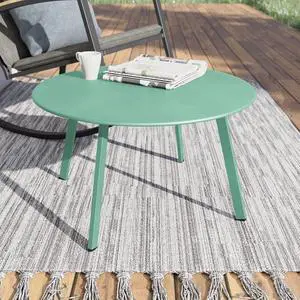Grand patio Outdoor Side Table, 28-inch Powder Coated Steel Round Coffee Table for Porch, Deck, Balcony, Poolside, Mint Green Grand patio Outdoor Side Table, 28-inch Powder Coated Steel Round Coffee Table for Porch, Deck, Balcony, Poolside, Mint Green