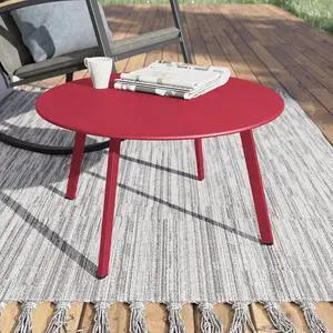 Grand patio Outdoor Side Table, 28-inch Powder Coated Steel Round Coffee Table for Porch, Deck, Balcony, Poolside, Dark Red Grand patio Outdoor Side Table, 28-inch Powder Coated Steel Round Coffee Table for Porch, Deck, Balcony, Poolside, Dark Red