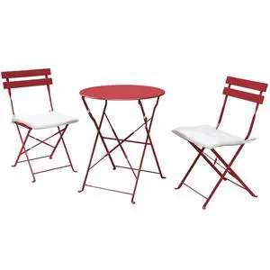 Grand patio 3-Piece Bistro Set Folding Outdoor Furniture Sets with Premium Frame Portable Design for Bistro & Balcony (Red with Cushion) Grand patio 3-Piece Bistro Set Folding Outdoor Furniture Sets with Premium Frame Portable Design for Bistro & Balcony (Red with Cushion)