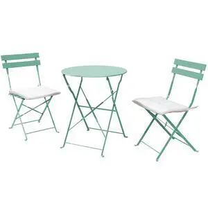Grand patio 3-Piece Bistro Set Folding Outdoor Furniture Sets with Premium Steel Frame Portable Design for Bistro & Balcony (Mint Green with Cushion) Grand patio 3-Piece Bistro Set Folding Outdoor Furniture Sets with Premium Steel Frame Portable Design for Bistro & Balcony (Mint Green with Cushion)