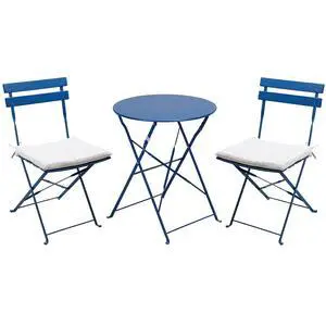 Grand patio 3-Piece Bistro Set Folding Outdoor Furniture Sets Portable Design for Bistro & Balcony (Peacock Blue with Cushion) Grand patio 3-Piece Bistro Set Folding Outdoor Furniture Sets Portable Design for Bistro & Balcony (Peacock Blue with Cushion)