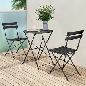 Grand patio Premium Frame Patio Bistro Set, Folding Outdoor Patio Furniture Sets, 3-Piece Patio Table and Chairs Set, Black Grand patio Premium Frame Patio Bistro Set, Folding Outdoor Patio Furniture Sets, 3-Piece Patio Table and Chairs Set, Black