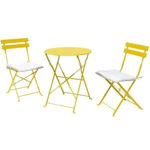 Grand patio 3-Piece Bistro Set Folding Outdoor Furniture Sets Portable Design for Bistro & Balcony (Yellow with Cushion) Grand patio 3-Piece Bistro Set Folding Outdoor Furniture Sets Portable Design for Bistro & Balcony (Yellow with Cushion)