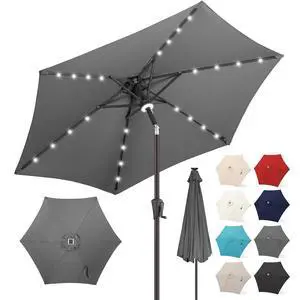 FLAME&SHADE Solar Patio Umbrella with Centre Light, 10 FT Anthracite | 24 LED Lights, UV Protection, Solar Outdoor Umbrella for Porch, Deck, Backyard, Garden, Provides Evening Lighting FLAME&SHADE Solar Patio Umbrella with Centre Light, 10 FT Anthracite | 24 LED Lights, UV Protection, Solar Outdoor Umbrella for Porch, Deck, Backyard, Garden, Provides Evening Lighting
