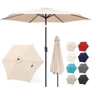 FLAME&SHADE Patio Umbrella Outdoor with Push Button Tilt, 9 ft Beige | UV Protection, Waterproof, Porch Deck Umbrella for Pool, Lawn, Table, Garden, Backyard, Provides Shade FLAME&SHADE Patio Umbrella Outdoor with Push Button Tilt, 9 ft Beige | UV Protection, Waterproof, Porch Deck Umbrella for Pool, Lawn, Table, Garden, Backyard, Provides Shade