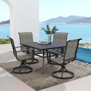 Grand patio Outdoor Dining Set of 5, Outdoor Table and Chairs Set, 4 Padded Mesh Sling Swivel Rocker Patio Chair & 36'' x36'' Square Dining Table(1.5'' Umbrella Hole), Mixed Coffee Grand patio Outdoor Dining Set of 5, Outdoor Table and Chairs Set, 4 Padded Mesh Sling Swivel Rocker Patio Chair & 36'' x36'' Square Dining Table(1.5'' Umbrella Hole), Mixed Coffee
