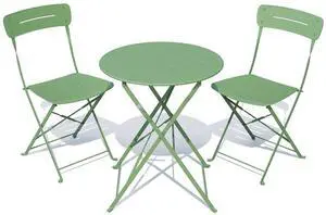 Grand patio Outdoor Bistro Set, Metal Folding Chairs Set of 3, Patio Table and Chair Set for Balcony Bckyard Lawn (Sage Green) Grand patio Outdoor Bistro Set, Metal Folding Chairs Set of 3, Patio Table and Chair Set for Balcony Bckyard Lawn (Sage Green)