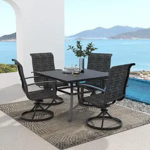 Grand patio Outdoor Dining Set of 5, Outdoor Table and Chairs Set, 4 Padded Mesh Sling Swivel Rocker Patio Chair & 36'' x36'' Square Dining Table(1.5'' Umbrella Hole), Black & Grey Plaid Grand patio Outdoor Dining Set of 5, Outdoor Table and Chairs Set, 4 Padded Mesh Sling Swivel Rocker Patio Chair & 36'' x36'' Square Dining Table(1.5'' Umbrella Hole), Black & Grey Plaid