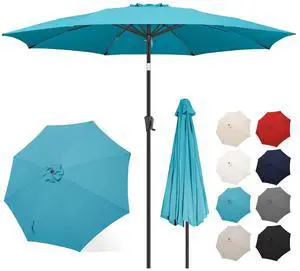 FLAME&SHADE Patio Umbrella Outdoor with Push Button Tilt, 10 ft Aqua Blue | UV Protection, Waterproof, 8 Sturdy Ribs, Porch Deck Umbrella for Pool, Table, Garden, Backyard, Provides Shade FLAME&SHADE Patio Umbrella Outdoor with Push Button Tilt, 10 ft Aqua Blue | UV Protection, Waterproof, 8 Sturdy Ribs, Porch Deck Umbrella for Pool, Table, Garden, Backyard, Provides Shade