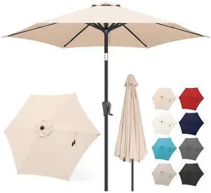 FLAME&SHADE Patio Umbrella Outdoor with Push Button Tilt, 7.5 ft Beige | UV Protection, Waterproof, Small Porch Deck Umbrella for Pool, Table, Garden, Backyard, Provides Shade FLAME&SHADE Patio Umbrella Outdoor with Push Button Tilt, 7.5 ft Beige | UV Protection, Waterproof, Small Porch Deck Umbrella for Pool, Table, Garden, Backyard, Provides Shade