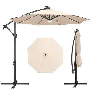 FLAME&SHADE Cantilever Umbrella Solar with Centre Light, 10 FT, Beige | 40 LED Lights, UPF 50+ UV Protection, Lighted Large Offset Umbrella Outdoor for Deck, Porch, Pool, Yard, Table, Garden FLAME&SHADE Cantilever Umbrella Solar with Centre Light, 10 FT, Beige | 40 LED Lights, UPF 50+ UV Protection, Lighted Large Offset Umbrella Outdoor for Deck, Porch, Pool, Yard, Table, Garden