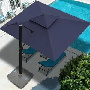 FLAME&SHADE Cantilever Patio Umbrella Outdoor, 10x10 FT Square, Dark blue | 360-Degree Rotation, 3-Year Fade Resistance Fabric, Large Offset Umbrella Outdoor for Deck Porch Pool Yard Garden FLAME&SHADE Cantilever Patio Umbrella Outdoor, 10x10 FT Square, Dark blue | 360-Degree Rotation, 3-Year Fade Resistance Fabric, Large Offset Umbrella Outdoor for Deck Porch Pool Yard Garden
