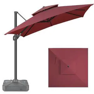 FLAME&SHADE Cantilever Patio Umbrella Outdoor, 8.2x8.2 FT Square, Burgundy | 360-Degree Rotation, 3-Year Fade Resistance Fabric, Large Offset Umbrella Outdoor for Deck Porch Pool Yard Garden FLAME&SHADE Cantilever Patio Umbrella Outdoor, 8.2x8.2 FT Square, Burgundy | 360-Degree Rotation, 3-Year Fade Resistance Fabric, Large Offset Umbrella Outdoor for Deck Porch Pool Yard Garden