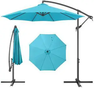 FLAME&SHADE Cantilever Patio Umbrella Outdoor, 10 FT, Aqua Blue | 3-Year Fade Resistance Fabric, Large Offset Umbrella with Cross Base for Deck Porch Pool Yard Garden FLAME&SHADE Cantilever Patio Umbrella Outdoor, 10 FT, Aqua Blue | 3-Year Fade Resistance Fabric, Large Offset Umbrella with Cross Base for Deck Porch Pool Yard Garden