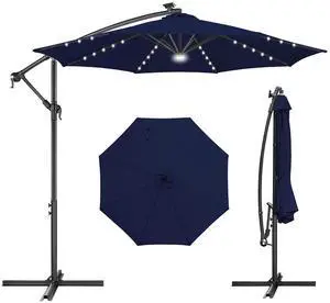 FLAME&SHADE Cantilever Umbrella Solar with Centre Light, 10 FT, Navy Blue | 40 LED Lights, UPF 50+ UV Protection, Lighted Large Offset Umbrella Outdoor for Deck, Porch, Pool, Yard, Table, Garden FLAME&SHADE Cantilever Umbrella Solar with Centre Light, 10 FT, Navy Blue | 40 LED Lights, UPF 50+ UV Protection, Lighted Large Offset Umbrella Outdoor for Deck, Porch, Pool, Yard, Table, Garden