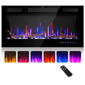 36" Electric Fireplace Inserts - Recessed Fire Place and Wall Fireplace Heater, Indoor Wall Mounted Faux Floating Fireplace with Remote Control, Adjustable Flame Color and Brightness, 750 | 1500W 36" Electric Fireplace Inserts - Recessed Fire Place and Wall Fireplace Heater, Indoor Wall Mounted Faux Floating Fireplace with Remote Control, Adjustable Flame Color and Brightness, 750 | 1500W