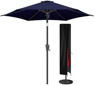 FLAME&SHADE 10ft Patio Umbrella with Cover Set, Outdoor Umbrella with 6 Heavy-duty Ribs, Patio Umbrella Cover for 7.5 ft 9 ft 10 ft 11 ft (Black) FLAME&SHADE 10ft Patio Umbrella with Cover Set, Outdoor Umbrella with 6 Heavy-duty Ribs, Patio Umbrella Cover for 7.5 ft 9 ft 10 ft 11 ft (Black)