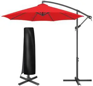 FLAME&SHADE 10ft Cantilever Umbrella with Cover Set, Outdoor Umbrella with 8 Heavy-duty Ribs, Patio Umbrella Cover for 7.5 ft 9 ft 10 ft 11 ft (Black) FLAME&SHADE 10ft Cantilever Umbrella with Cover Set, Outdoor Umbrella with 8 Heavy-duty Ribs, Patio Umbrella Cover for 7.5 ft 9 ft 10 ft 11 ft (Black)