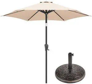 FLAME&SHADE 7.5ft Patio Umbrella with Base included - Table Market Umbrella with Stand for Garden, Deck, Backyard, Pool and Beach FLAME&SHADE 7.5ft Patio Umbrella with Base included - Table Market Umbrella with Stand for Garden, Deck, Backyard, Pool and Beach