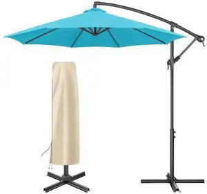 FLAME&SHADE 10ft Cantilever Umbrella with Cover Set, Outdoor Umbrella with 8 Heavy-duty Ribs, Patio Umbrella Cover for 7.5 ft 9 ft 10 ft 11 ft (Beige) FLAME&SHADE 10ft Cantilever Umbrella with Cover Set, Outdoor Umbrella with 8 Heavy-duty Ribs, Patio Umbrella Cover for 7.5 ft 9 ft 10 ft 11 ft (Beige)