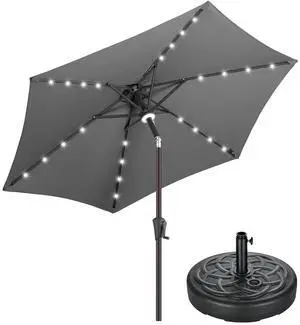 FLAME&SHADE 10ft Solar Outdoor Patio Umbrella with Base and 30 LED Lights, Market Table Umbrella Base Stand Set for Pool, Porch, Garden, Deck, yard FLAME&SHADE 10ft Solar Outdoor Patio Umbrella with Base and 30 LED Lights, Market Table Umbrella Base Stand Set for Pool, Porch, Garden, Deck, yard
