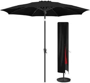 FLAME&SHADE 11ft Patio Umbrella with Cover Set, Outdoor Umbrella with 8 Heavy-duty Ribs, Patio Umbrella Cover for 7.5 ft 9 ft 10 ft 11 ft (Black) FLAME&SHADE 11ft Patio Umbrella with Cover Set, Outdoor Umbrella with 8 Heavy-duty Ribs, Patio Umbrella Cover for 7.5 ft 9 ft 10 ft 11 ft (Black)