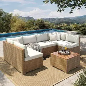 HERA'S HOUSE 5-Piece Wicker Rattan Patio Sectional Set, 6-Seat | Coffee Table, Modular Design, All-Weather, For Garden, Backyard, Balcony HERA'S HOUSE 5-Piece Wicker Rattan Patio Sectional Set, 6-Seat | Coffee Table, Modular Design, All-Weather, For Garden, Backyard, Balcony