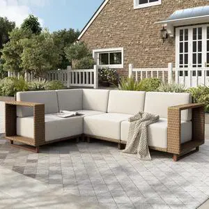 HERA'S HOUSE 4-Piece Patio Sectional Furniture Set with 10" Thick Cushions | Outdoor Wicker Sofa w/5.5" Wide Arm, L-Shape Modular Yellow Rattan Conversation Chairs, Low Profile Lawn Yard Couch, Beige HERA'S HOUSE 4-Piece Patio Sectional Furniture Set with 10" Thick Cushions | Outdoor Wicker Sofa w/5.5" Wide Arm, L-Shape Modular Yellow Rattan Conversation Chairs, Low Profile Lawn Yard Couch, Beige