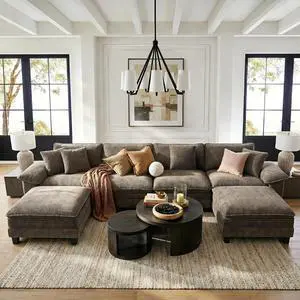 HERA'S HOUSE 158" Oversized Modular Sectional U Shaped Sofa,Chenille Ash | 6-Seater Living Room Couches, Wider Armrest and Deep Seat, Comfy Cloud Couch with Ottoman, Light Gray HERA'S HOUSE 158" Oversized Modular Sectional U Shaped Sofa,Chenille Ash | 6-Seater Living Room Couches, Wider Armrest and Deep Seat, Comfy Cloud Couch with Ottoman, Light Gray