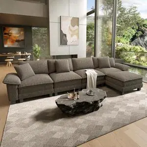 HERA'S HOUSE 158" Oversized Modular Sectional L Shaped Sofa,Chenille Ash | 5-Seater Living Room Couches, Wider Armrest and Deep Seat, Comfy Cloud Couch with Ottoman, Light Gray HERA'S HOUSE 158" Oversized Modular Sectional L Shaped Sofa,Chenille Ash | 5-Seater Living Room Couches, Wider Armrest and Deep Seat, Comfy Cloud Couch with Ottoman, Light Gray