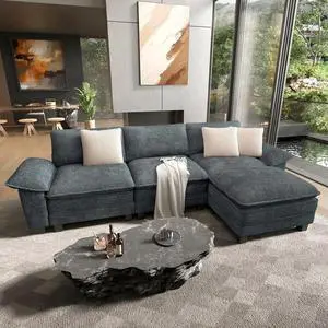 HERA'S HOUSE 124" Oversized Modular Sectional L Shaped Sofa,Chenille Blue | 4-Seater Living Room Couches, Wider Armrest and Deep Seat, Comfy Cloud Couch with Ottoman, Wood Sturdy Frame HERA'S HOUSE 124" Oversized Modular Sectional L Shaped Sofa,Chenille Blue | 4-Seater Living Room Couches, Wider Armrest and Deep Seat, Comfy Cloud Couch with Ottoman, Wood Sturdy Frame