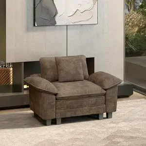 HERA'S HOUSE 1-Seat Modular Couch Accent Chair Sofa with Throw Pillow | Modern 53.5" Single Seat, Grayish Brown, Wider Armrest, Comfy Deep Seat, Soft Chenille Sofa Chair for Living Room HERA'S HOUSE 1-Seat Modular Couch Accent Chair Sofa with Throw Pillow | Modern 53.5" Single Seat, Grayish Brown, Wider Armrest, Comfy Deep Seat, Soft Chenille Sofa Chair for Living Room