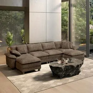 HERA'S HOUSE 158" Oversized Modular Sectional U Shaped Sofa,Chenille Taupe | 6-Seater Living Room Couches, Wider Armrest and Deep Seat, Comfy Cloud Couch with Ottoman, Grayish Brown HERA'S HOUSE 158" Oversized Modular Sectional U Shaped Sofa,Chenille Taupe | 6-Seater Living Room Couches, Wider Armrest and Deep Seat, Comfy Cloud Couch with Ottoman, Grayish Brown