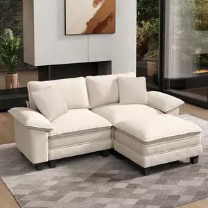 HERA'S HOUSE 3-Seat L Shaped Modular Cloud Couch Sectional Sofa Ottoman | Modern 87.5" Couch, White, Wider Armrest, Comfy Deep Seat, Soft Chenille Sofa for Living Room HERA'S HOUSE 3-Seat L Shaped Modular Cloud Couch Sectional Sofa Ottoman | Modern 87.5" Couch, White, Wider Armrest, Comfy Deep Seat, Soft Chenille Sofa for Living Room