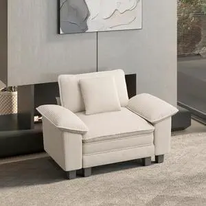 HERA'S HOUSE 1-Seat Modular Couch Accent Chair Sofa with Throw Pillow | Modern 53.5" Single Seat, Beige, Wider Armrest, Comfy Deep Seat, Soft Corduroy Sofa Chair for Living Room HERA'S HOUSE 1-Seat Modular Couch Accent Chair Sofa with Throw Pillow | Modern 53.5" Single Seat, Beige, Wider Armrest, Comfy Deep Seat, Soft Corduroy Sofa Chair for Living Room