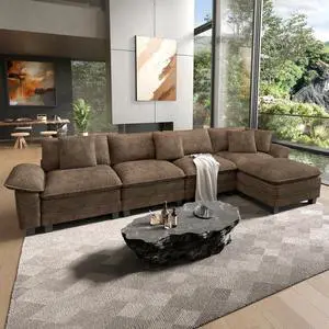 HERA'S HOUSE 158" Oversized Modular Sectional L Shaped Sofa,Chenille Taupe | 5-Seater Living Room Couches, Wider Armrest and Deep Seat, Comfy Cloud Couch with Ottoman, Grayish Brown HERA'S HOUSE 158" Oversized Modular Sectional L Shaped Sofa,Chenille Taupe | 5-Seater Living Room Couches, Wider Armrest and Deep Seat, Comfy Cloud Couch with Ottoman, Grayish Brown