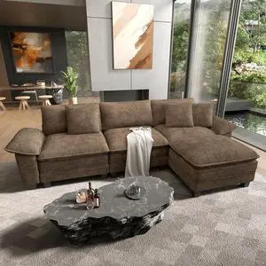 HERA'S HOUSE 124" Oversized Modular Sectional L Shaped Sofa,Chenille Taupe | 4-Seater Living Room Couches, Wider Armrest and Deep Seat, Comfy Cloud Couch with Ottoman, Grayish Brown HERA'S HOUSE 124" Oversized Modular Sectional L Shaped Sofa,Chenille Taupe | 4-Seater Living Room Couches, Wider Armrest and Deep Seat, Comfy Cloud Couch with Ottoman, Grayish Brown