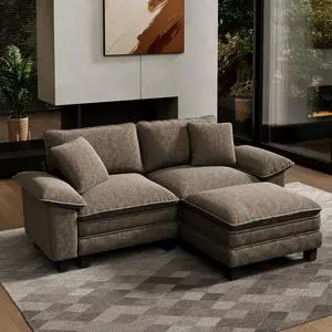 HERA'S HOUSE 3-Seat L Shaped Modular Cloud Couch Sectional Sofa Ottoman | Modern 87.5" Couch, Smoky Grey, Wider Armrest, Comfy Deep Seat, Soft Chenille Sofa for Living Room HERA'S HOUSE 3-Seat L Shaped Modular Cloud Couch Sectional Sofa Ottoman | Modern 87.5" Couch, Smoky Grey, Wider Armrest, Comfy Deep Seat, Soft Chenille Sofa for Living Room