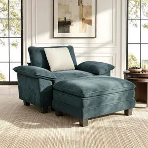 HERA'S HOUSE 53" Modular Chaise Lounge Chair 1-Seat Couch with Ottoman | 1-Seater Living Room Couch, Chenille Teal, Wider Armrest and Deep Seat, Comfy Cloud Couch with Ottoman, Wood Sturdy Frame HERA'S HOUSE 53" Modular Chaise Lounge Chair 1-Seat Couch with Ottoman | 1-Seater Living Room Couch, Chenille Teal, Wider Armrest and Deep Seat, Comfy Cloud Couch with Ottoman, Wood Sturdy Frame