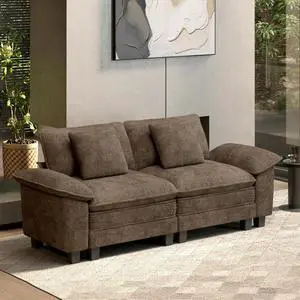 HERA'S HOUSE 88" Oversized Modular Sectional Loveseat Sofa,Chenille Taupe | Loveseat Living Room Couches, Wider Armrest and Deep Seat, Comfy Cloud Couch with Ottoman, Grayish Brown HERA'S HOUSE 88" Oversized Modular Sectional Loveseat Sofa,Chenille Taupe | Loveseat Living Room Couches, Wider Armrest and Deep Seat, Comfy Cloud Couch with Ottoman, Grayish Brown