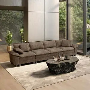 HERA'S HOUSE 158" Oversized Modular Sectional Straight Sofa,Chenille Taupe | 4-Seater Living Room Couches, Wider Armrest and Deep Seat, Comfy Cloud Couch with Ottoman, Grayish Brown HERA'S HOUSE 158" Oversized Modular Sectional Straight Sofa,Chenille Taupe | 4-Seater Living Room Couches, Wider Armrest and Deep Seat, Comfy Cloud Couch with Ottoman, Grayish Brown
