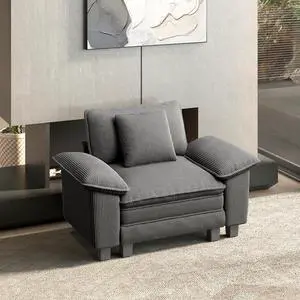 HERA'S HOUSE 1-Seat Modular Couch Accent Chair Sofa with Throw Pillow | Modern 53.5" Single Seat, Grey, Wider Armrest, Comfy Deep Seat, Soft Corduroy Sofa Chair for Living Room HERA'S HOUSE 1-Seat Modular Couch Accent Chair Sofa with Throw Pillow | Modern 53.5" Single Seat, Grey, Wider Armrest, Comfy Deep Seat, Soft Corduroy Sofa Chair for Living Room