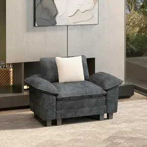 HERA'S HOUSE 1-Seat Modular Couch Accent Chair Sofa with Throw Pillow | Modern 53.5" Single Seat, Cyan, Wider Armrest, Comfy Deep Seat, Soft Chenille Sofa Chair for Living Room HERA'S HOUSE 1-Seat Modular Couch Accent Chair Sofa with Throw Pillow | Modern 53.5" Single Seat, Cyan, Wider Armrest, Comfy Deep Seat, Soft Chenille Sofa Chair for Living Room