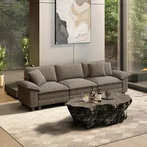 HERA'S HOUSE 124" Oversized Modular Sectional Straight Sofa,Chenille Ash | 3-Seater Living Room Couches, Wider Armrest and Deep Seat, Comfy Cloud Couch with Ottoman, Light Gray HERA'S HOUSE 124" Oversized Modular Sectional Straight Sofa,Chenille Ash | 3-Seater Living Room Couches, Wider Armrest and Deep Seat, Comfy Cloud Couch with Ottoman, Light Gray