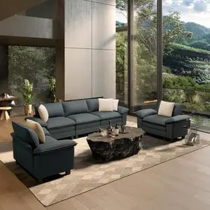 HERA'S HOUSE 3 Pieces Modular Cloud Couch and Chair Set Setional Sofa | Modern 5-Seater Sofa Set , Cyan, Wider Armrest, Comfy Deep Seat, Soft Chenille Furniture Set for Living Room HERA'S HOUSE 3 Pieces Modular Cloud Couch and Chair Set Setional Sofa | Modern 5-Seater Sofa Set , Cyan, Wider Armrest, Comfy Deep Seat, Soft Chenille Furniture Set for Living Room