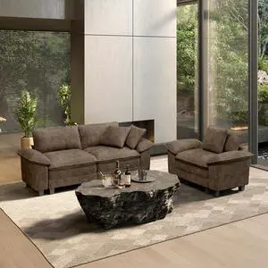 HERA'S HOUSE 2 Pieces Modular Loveseat Couch and Chair Set Setional Sofa | Modern 3-Seater Cloud Sofa Set , Grayish Brown, Wider Armrest, Deep Seat, Soft Chenille Furniture Set for Living Room HERA'S HOUSE 2 Pieces Modular Loveseat Couch and Chair Set Setional Sofa | Modern 3-Seater Cloud Sofa Set , Grayish Brown, Wider Armrest, Deep Seat, Soft Chenille Furniture Set for Living Room