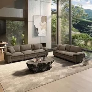 HERA'S HOUSE 2 Pieces Modular Loveseat Couch & 3-Seat Sectional Sofa Set | Modern 5-Seater Cloud Sofa Set , Smoky Grey, Wider Armrest, Deep Seat, Soft Chenille Furniture Set for Living Room HERA'S HOUSE 2 Pieces Modular Loveseat Couch & 3-Seat Sectional Sofa Set | Modern 5-Seater Cloud Sofa Set , Smoky Grey, Wider Armrest, Deep Seat, Soft Chenille Furniture Set for Living Room