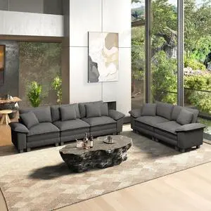 HERA'S HOUSE 2 Pieces Modular Loveseat Couch & 3-Seat Sectional Sofa Set | Modern 5-Seater Cloud Sofa Set , Grey, Wider Armrest, Comfy Deep Seat, Soft Corduroy Furniture Set for Living Room HERA'S HOUSE 2 Pieces Modular Loveseat Couch & 3-Seat Sectional Sofa Set | Modern 5-Seater Cloud Sofa Set , Grey, Wider Armrest, Comfy Deep Seat, Soft Corduroy Furniture Set for Living Room