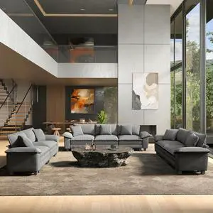 HERA'S HOUSE 3 Pieces Modular Sectional Cloud Couch and Loveseat Sofa Set | Modern 7-Seater Sofa Set , Grey, Wider Armrest, Comfy Deep Seat, Soft Corduroy Furniture Set for Living Room HERA'S HOUSE 3 Pieces Modular Sectional Cloud Couch and Loveseat Sofa Set | Modern 7-Seater Sofa Set , Grey, Wider Armrest, Comfy Deep Seat, Soft Corduroy Furniture Set for Living Room