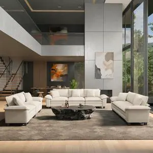 HERA'S HOUSE 3 Pieces Modular Sectional Cloud Couch and Loveseat Sofa Set | Modern 7-Seater Sofa Set , Beige, Wider Armrest, Comfy Deep Seat, Soft Corduroy Furniture Set for Living Room HERA'S HOUSE 3 Pieces Modular Sectional Cloud Couch and Loveseat Sofa Set | Modern 7-Seater Sofa Set , Beige, Wider Armrest, Comfy Deep Seat, Soft Corduroy Furniture Set for Living Room